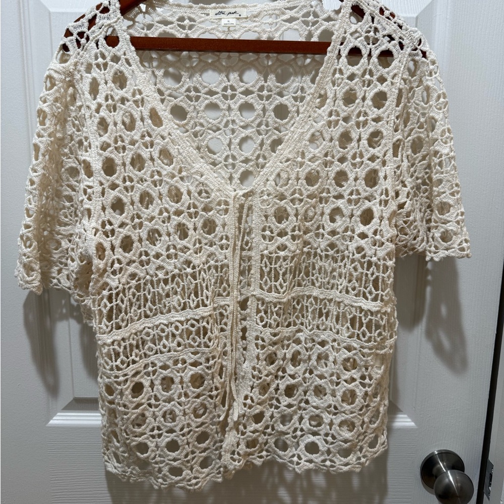 Ultra Pink Crochet Lace Cardgian